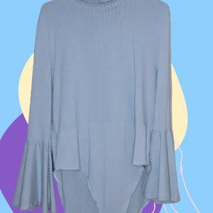 Plus Blue Bell-Sleeve Body Suit